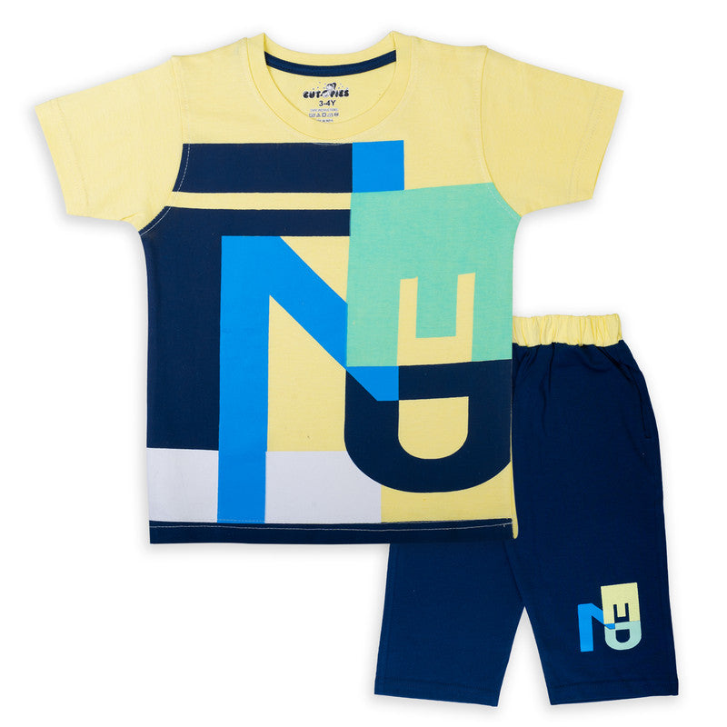 Lemon Coloured Boys Cotton Capri Set!!