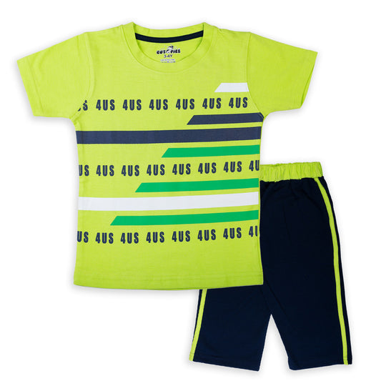 Neon Green Coloured Boys Cotton Capri Set!!