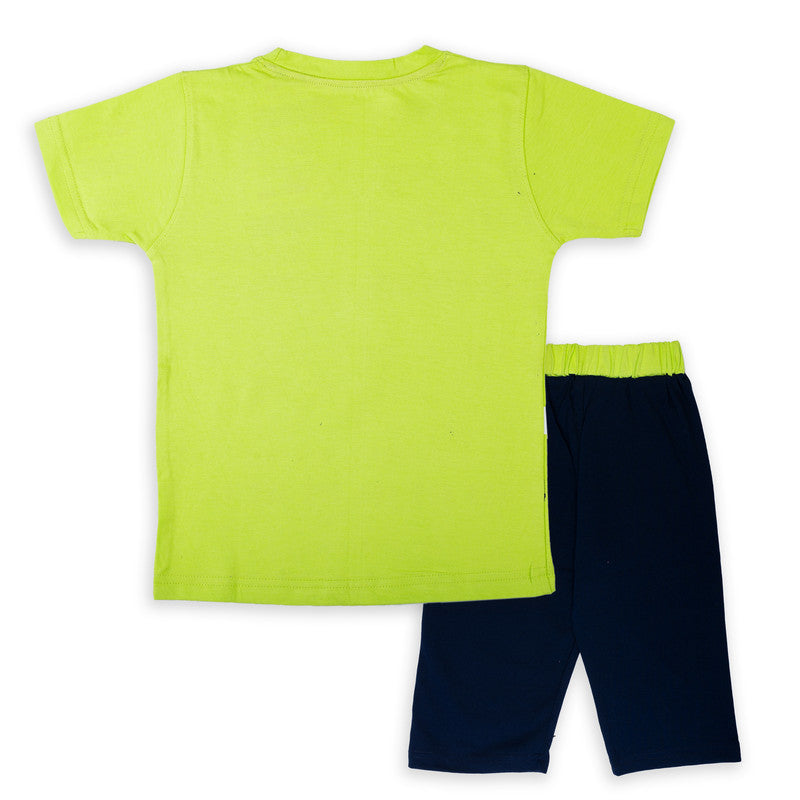 Neon Green Coloured Boys Cotton Capri Set!!