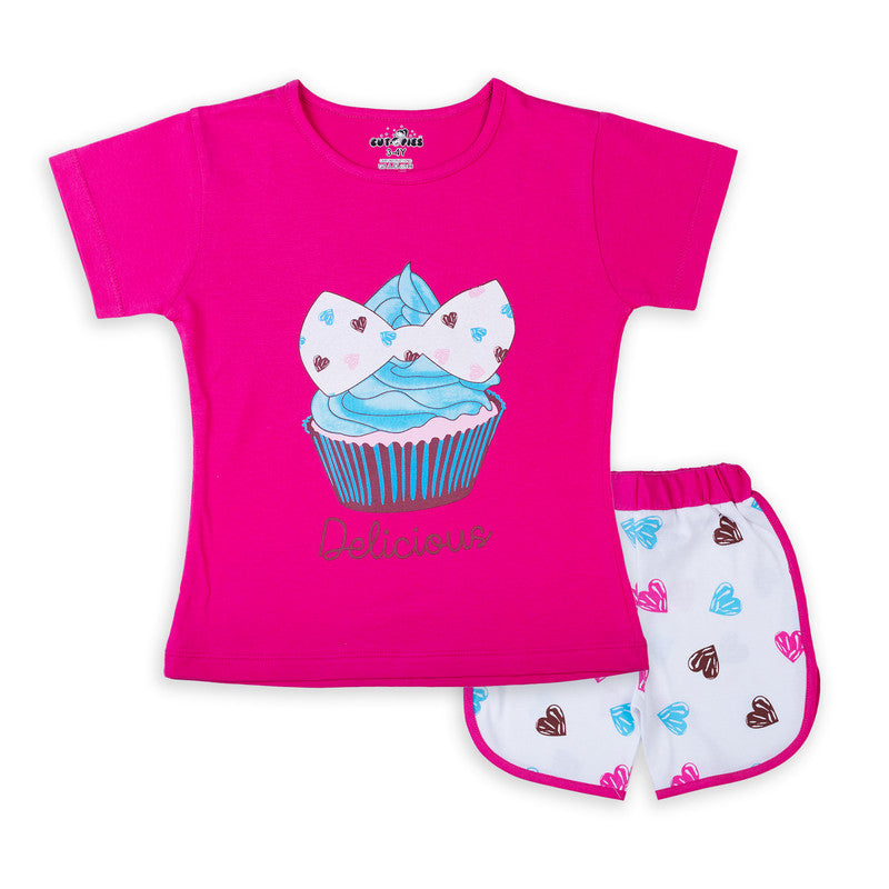 Fuchsia Coloured Baby Girl Top & Bottom Set!!