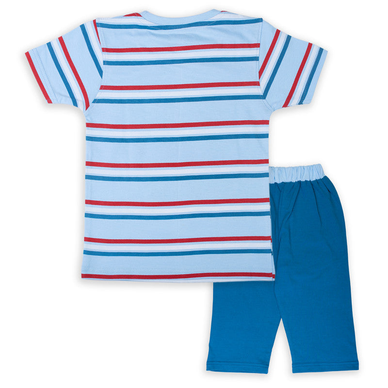 S Blue Coloured Boys Cotton Capri Set!!