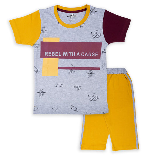 Yellow Coloured Boys Cotton Capri Set!!