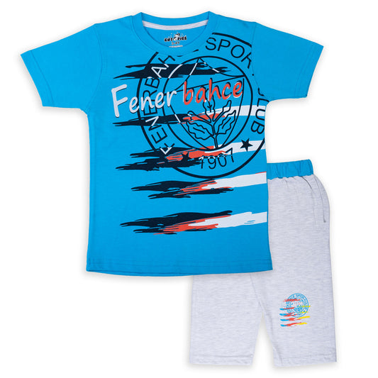 Blue Coloured Boys Cotton Capri Set!!