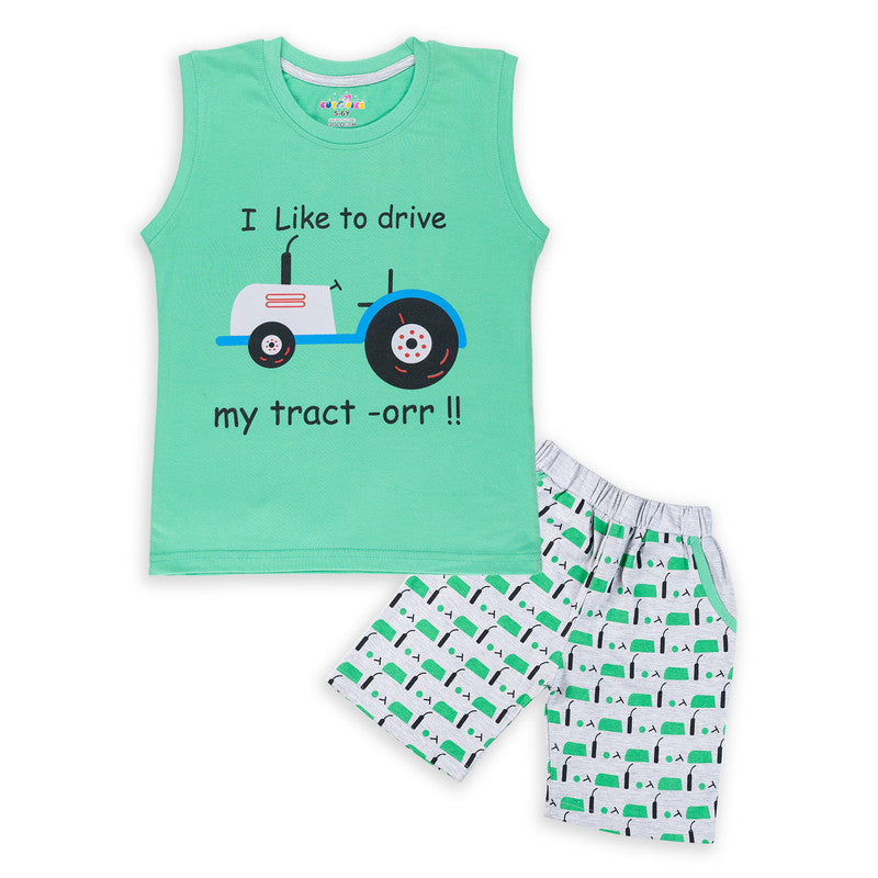 Green Coloured Sleeveless set for boys!!