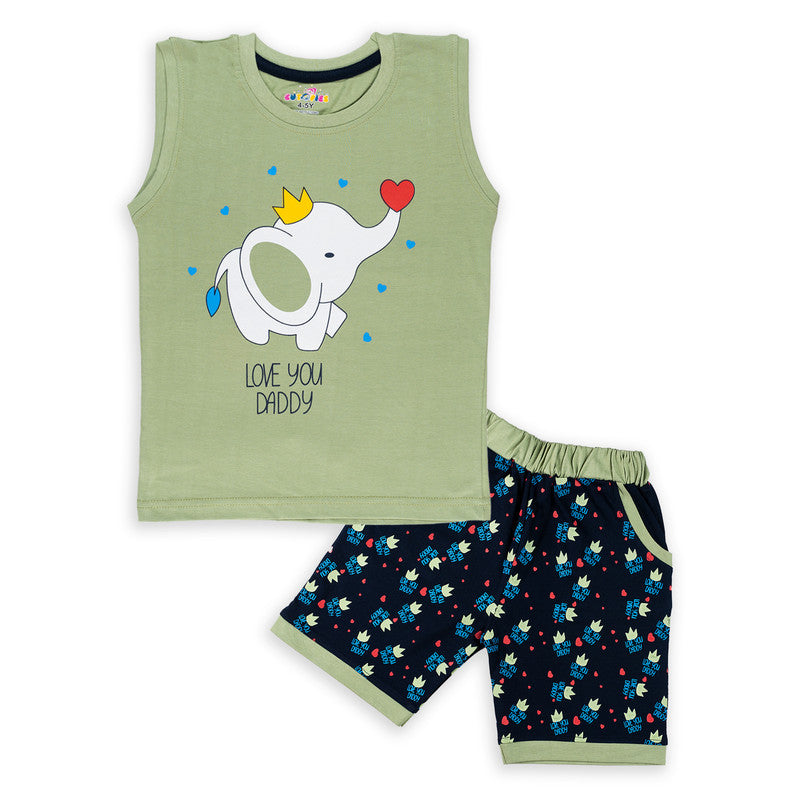 Olive Coloured Sleeveless set for boys!!