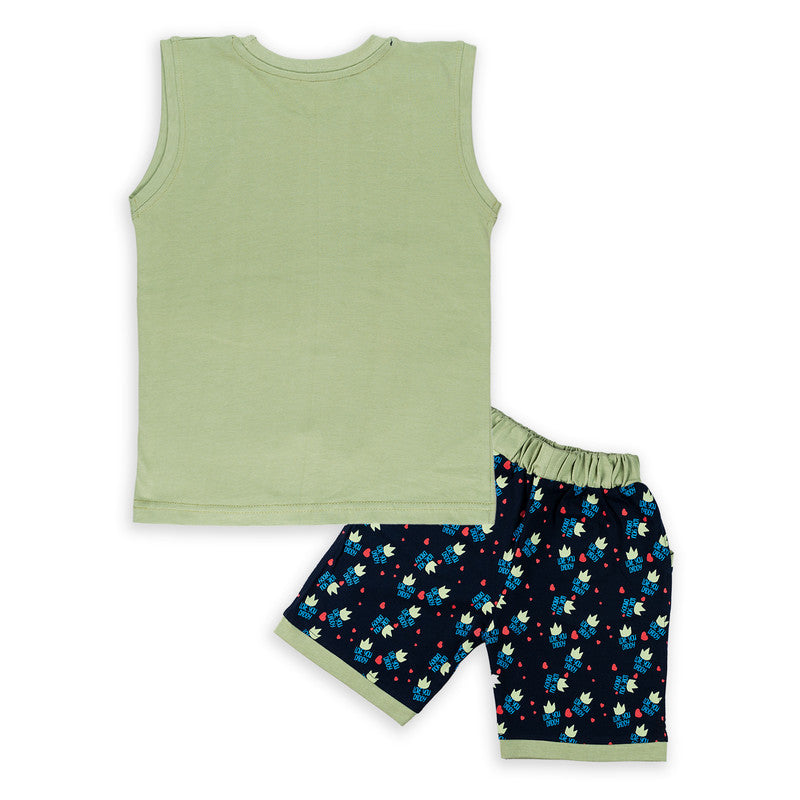 Olive Coloured Sleeveless set for boys!!