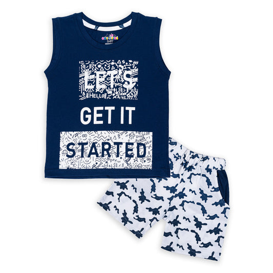 Blue Coloured Sleeveless set for boys!!