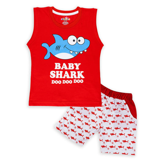 Red Coloured Sleeveless set for boys!!