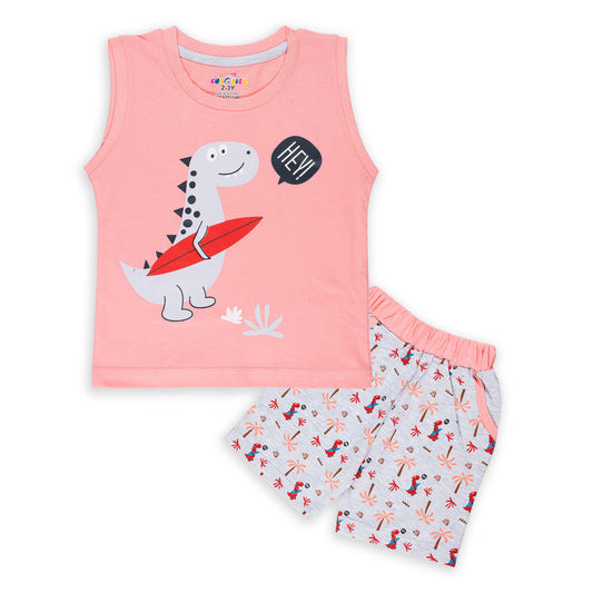 Rose Coloured Sleeveless set for boys!!