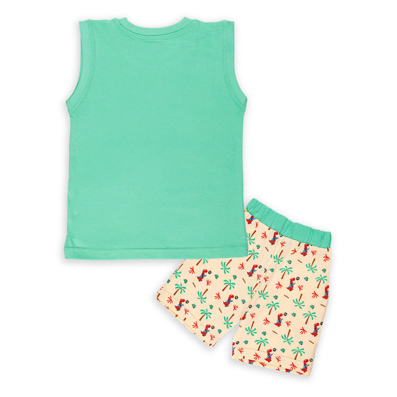 Green Coloured Sleeveless set for boys!!