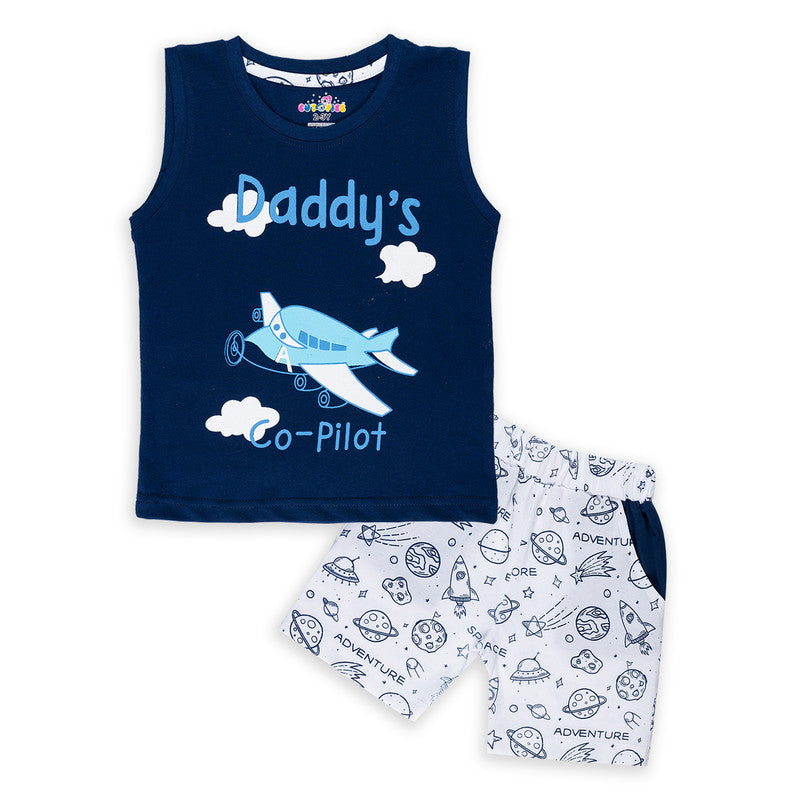 Blue Coloured Sleeveless set for boys!!