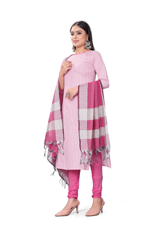 Pink Coloured Banarasi Jaquard with Print Women Party/Casual wear Dress Material Suit- Top with Bottom & Dupatta!!