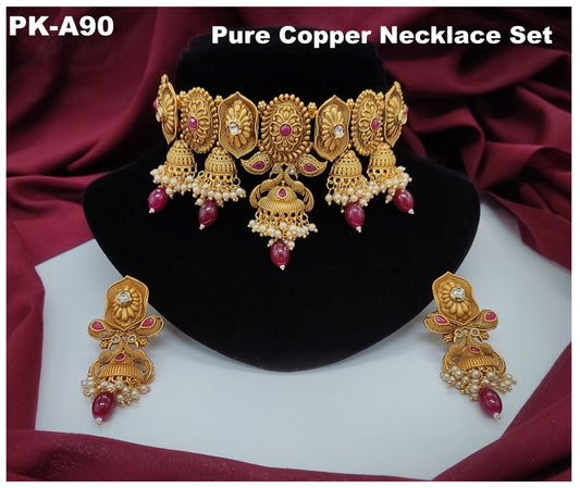 Premium Quality Pure Copper Necklace set with Ear Rings