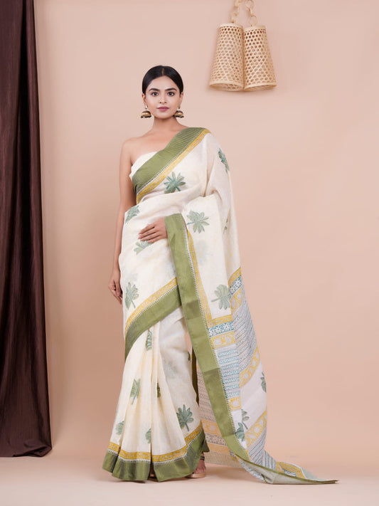 New Hand block printed Saree