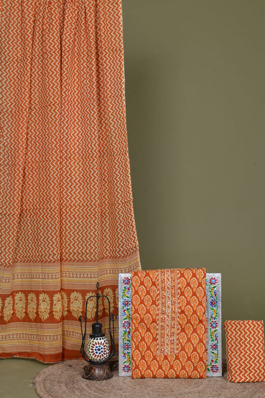 BEAUTIFUL HAND PRINTED SUITS DUPATTA COTTON !!