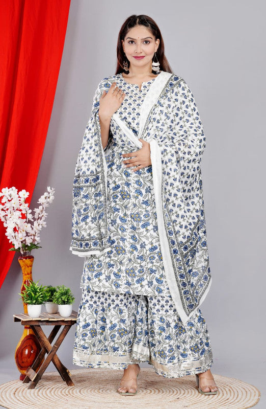 Beautiful Kurta & Sharara With Dupatta (Set of 3?) crafted in Cotton!!