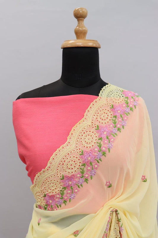 Beautiful Georgett silk Sarees with Embroidery work!!