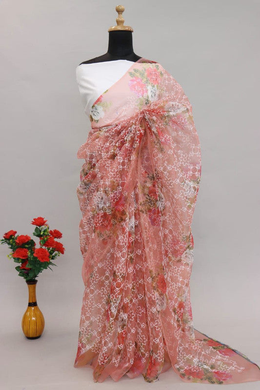 Pure organza silk saree with digital print!!