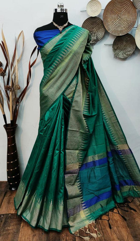 Raw silk weaving saree with Temple woven border!!