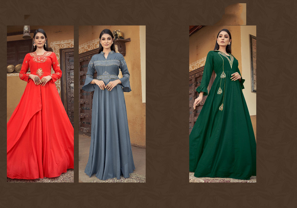 VIPUL ELEGANCE VOL 2 NET HEAVY WORK GOWN KURTI WITH PANT AND DUPATTA