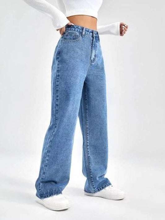 Blue Coloured Premium Denim Lycra with Wide leg Full length Stretchable Women Casual/Party wear Regular Fit Jeans!!