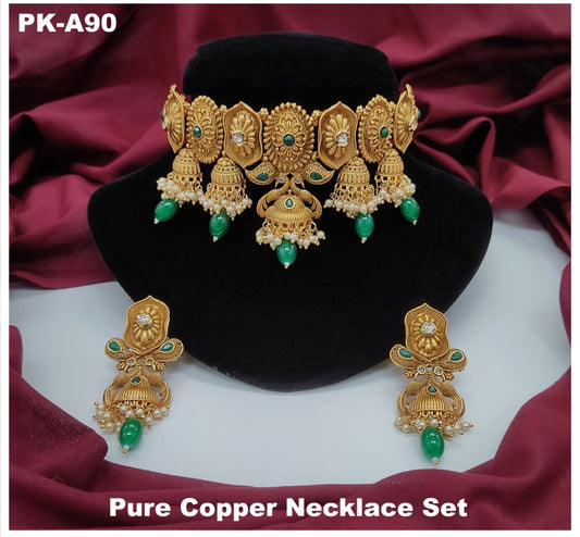 Premium Quality Pure Copper Necklace set with Ear Rings