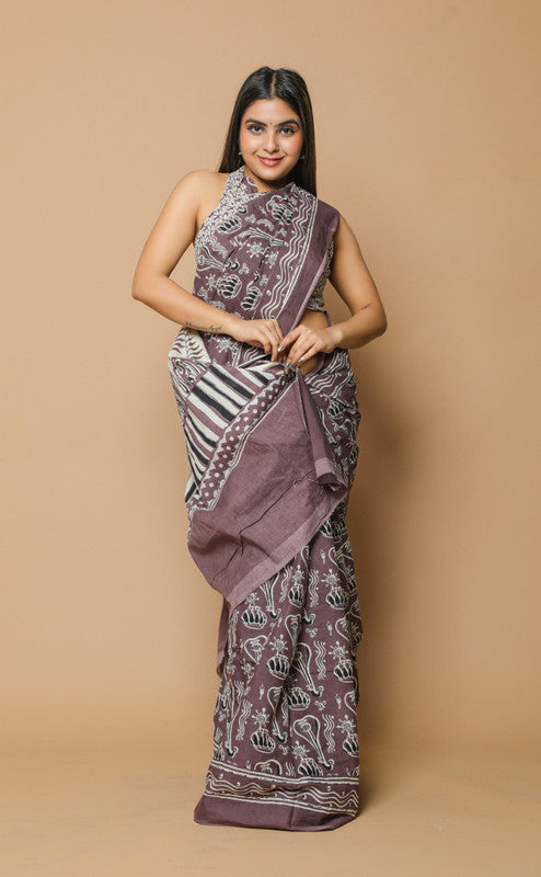 NEW HAND PRINTED MUL COTTON SAREE