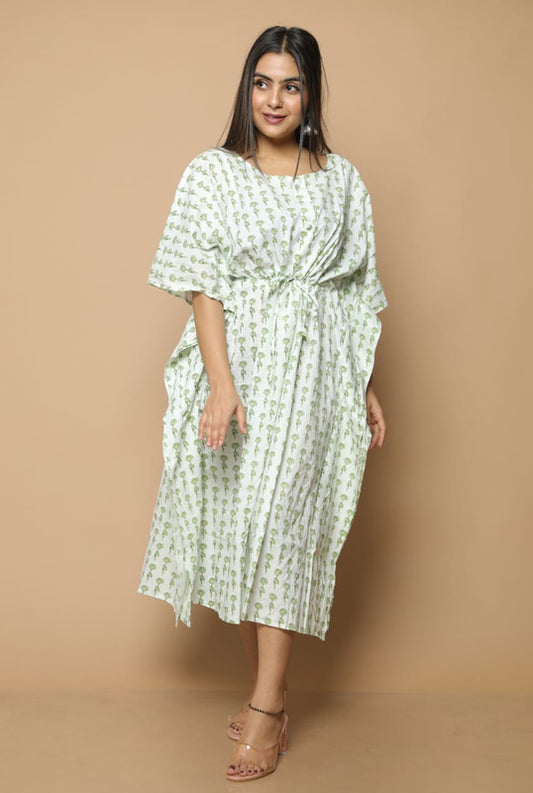 COTTON KAFTAN ALL OVER PRINT MAXI NIGHT DRESS|FREE SIZE|