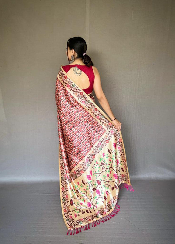 Wine Women Ombre Sarees - Shop Wine Spandex Ombre Pattern Shimmery  Ready-To-Wear Saree with Ruffled Borders Online at Soch