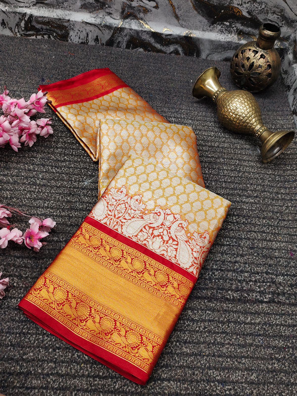 Kanjiviram Silk zari weaving with peacock design & Rich weaving pallu!!
