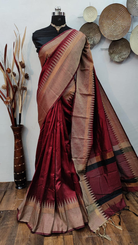 Raw silk weaving saree with Temple woven border!!