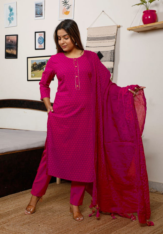 Fully Stitched Cotton Salwar Suit with Bottom & Dupatta!!