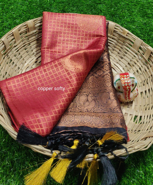 COPPER PEACOCK SOFTY Soft Silk saree