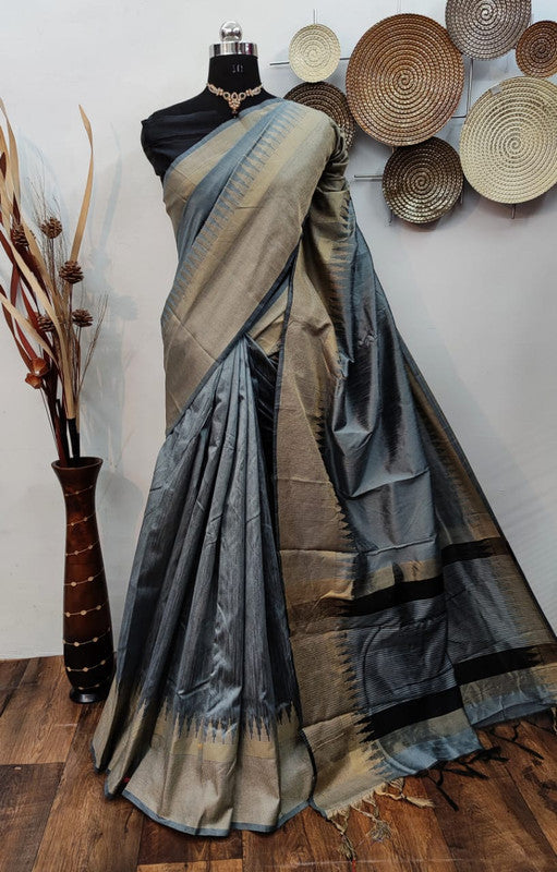 Raw silk weaving saree with Temple woven border!!