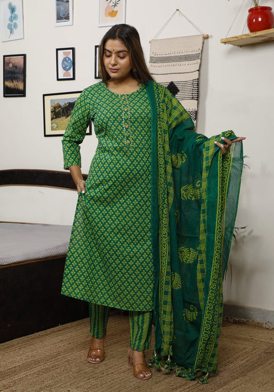 Fully Stitched Cotton Salwar Suit with Bottom & Dupatta!!