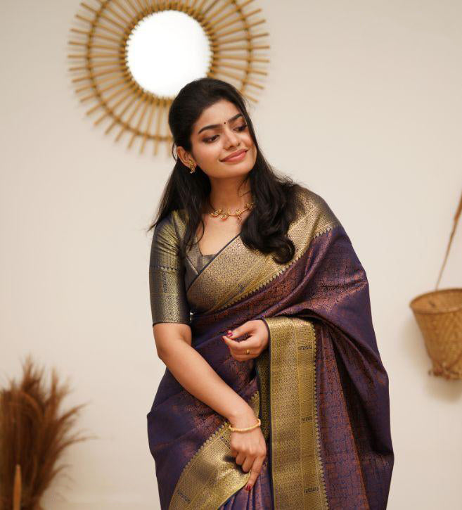 Purple Kubera Pattu Silk Saree at Rs.1899/Piece in tirunelveli offer by  NIHA BOUTIQUE