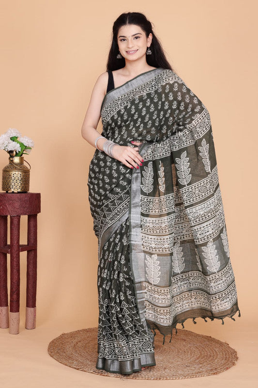 Beautiful Designer Linen  Saree