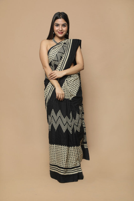 NEW HAND PRINTED MUL COTTON SAREE