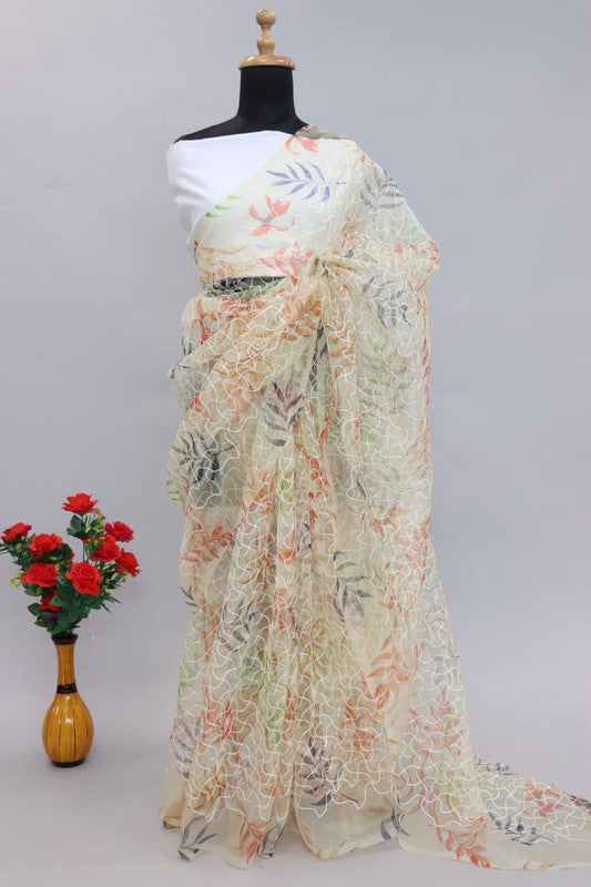 Pure organza silk saree with digital print!!