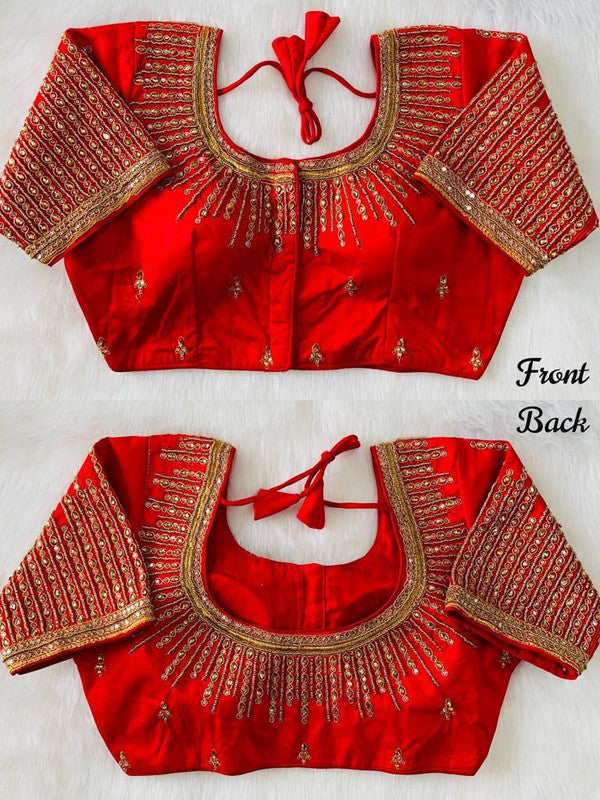 Wine Coloured fentam Silk Coding Jari & Khatli Hand work Woman Ready made Botique Style Designe Blouse- Free Size Up to 40 Inch!!