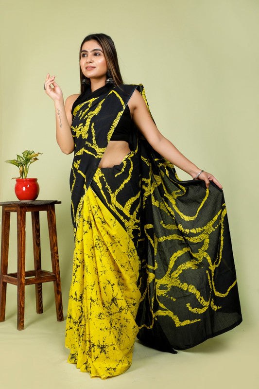 BEAUTIFUL HAND PRINTED MUL COTTON SAREE!!