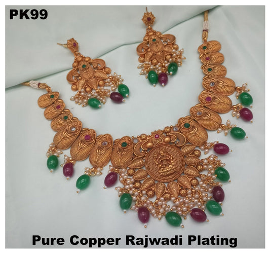 Premium Quality  Pure Copper Jewellery Necklace set with Ear Rings