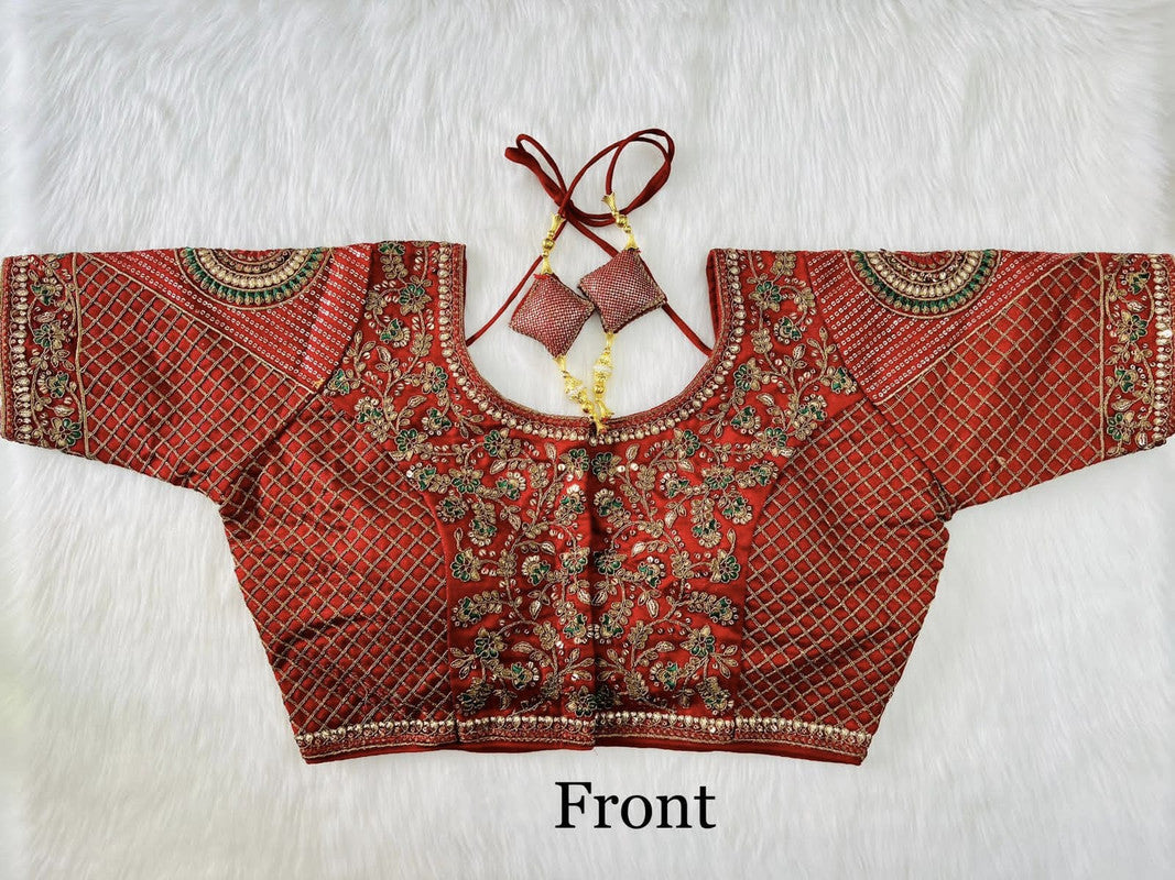 Maroon Coloured Heavy Milan Silk Long Sleeves Heavy Embroidery Bridal –  Royskart