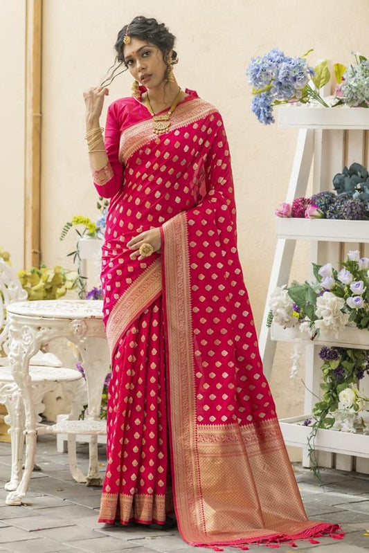 Red Coloured Soft Banarasi Katan Silk with Pure Zari Weaves fancy tassels Women Designer Party wear Saree with Blouse!!