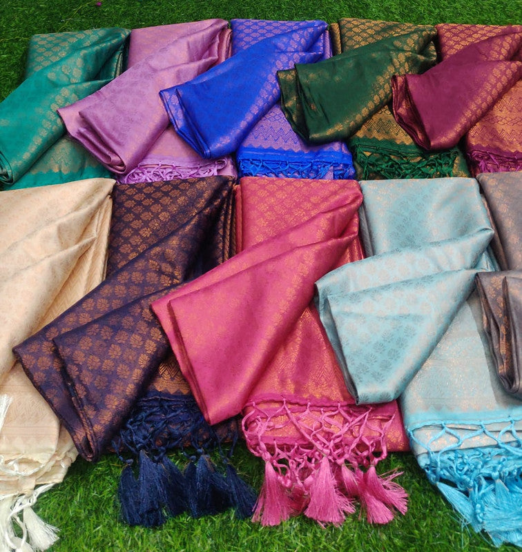 FABULOUS  SOFT SILK SAREE WITH SELF JARI AND BORDER & RICH PALLU!!