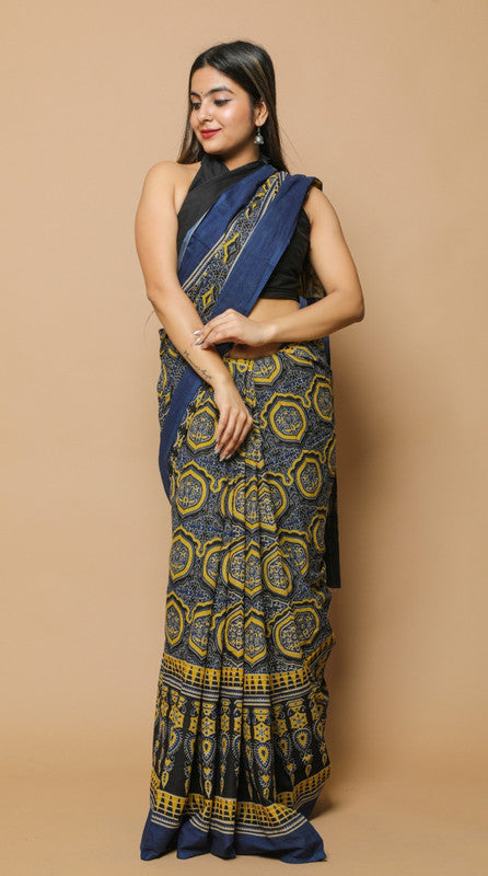 NEW HAND PRINTED MUL COTTON SAREE