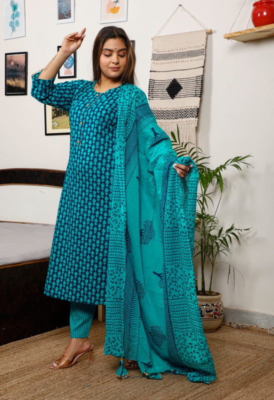 Fully Stitched Cotton Salwar Suit with Bottom & Dupatta!!