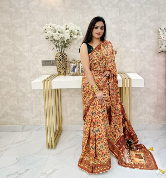 Beautiful Kalamkari crape silk saree!!