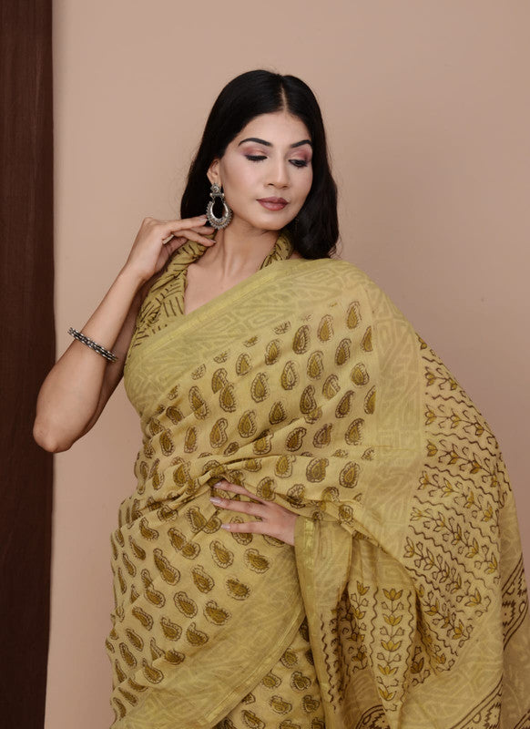 Exclusive Pure Hand Block Printed Chanderi Silk Sarees With Blouse at Rs  1400 | Hand Block Printed Silk Saree in Jaipur | ID: 25500604448