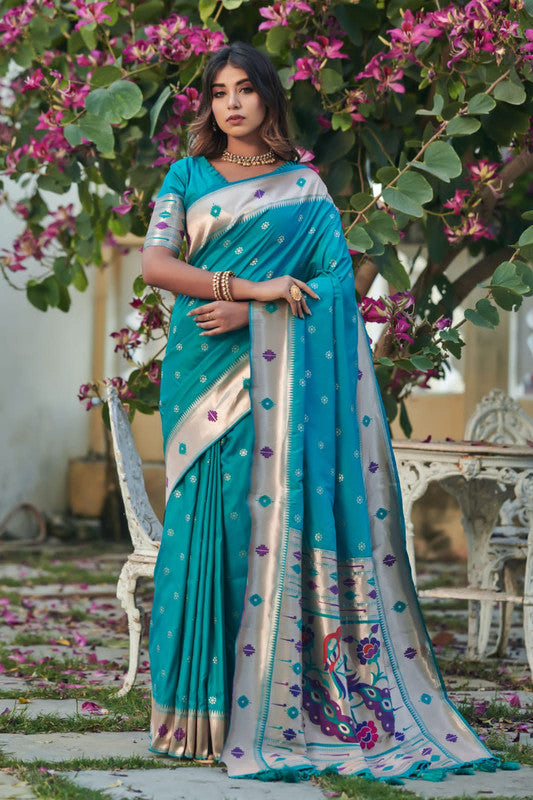 Banarasi Soft silk Paithani Saree with Zari border and Zari pallu!!